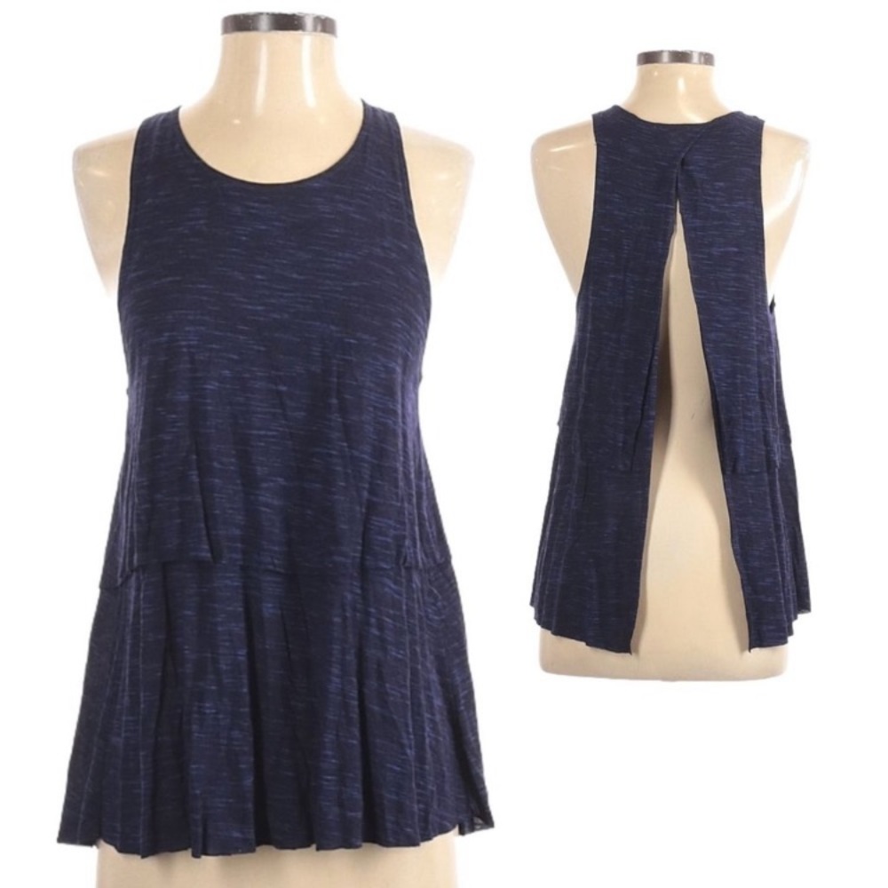 Aritzia Wilfred Free Evoquer navy blue open back tier tank top size M